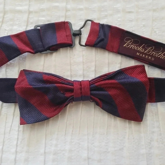 Brooks Brothers Makers Red Navy Children Pure Silk - Picture 6 of 10